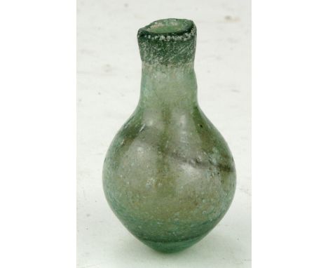 Ancient Roman (ca.200 AD) glass flask with lovely irredesance  55mm