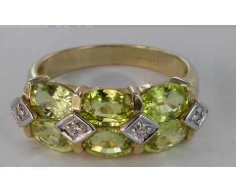 Gems TV 9ct Chrysoberyl and Diamond Ring with COA size N weight 3.8g