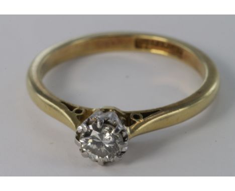 18ct Gold Diamond Solitaire Ring approx 0.20ct weight size K weight 2.5g