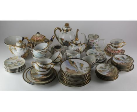 Two Chinese porcelain dinner / tea sets, circa late 19th to early 20th century, including teapots, cups, saucers, plates, etc