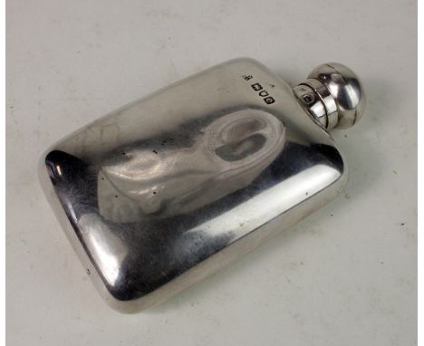 Silver hip flask, hallmarked 'W. N. G. N. (?), London 1900', length 116mm, weight 3.5 oz. approx.