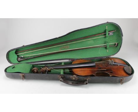 Violin, circa 19th century, contemporary manuscript makers label to inside, dated '1870', back length 35.5cm (excluding butto