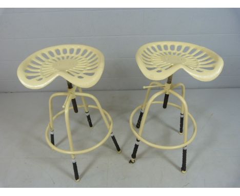 Pair of White painted tractor seat stools