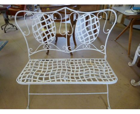 Victorian cast iron two seater bench on Pad feet (white)