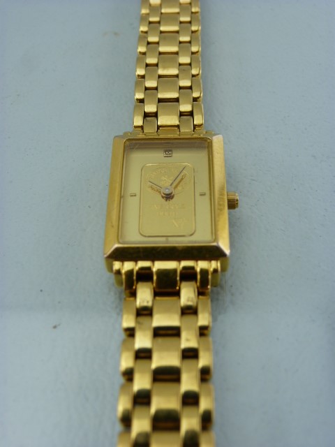 Swiss Bank Corporation Wrist watch 5ml Gold plated. The Dial set with ...