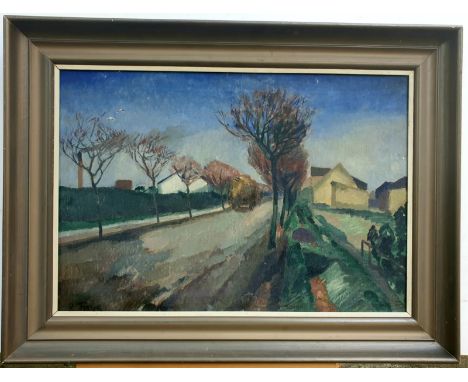 Falk, R. Oel/Platte. "Allee". Links unten sign. Rahmen 47 x 67 cm.
