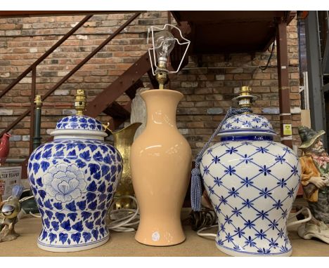 THREE LARGE CERAMIC LAMP BASES 
