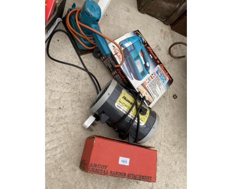 A BLACK AND DECKER JIGSAW, AN ELECTRIC SANDER AND A GREENHOUSE HEATER 