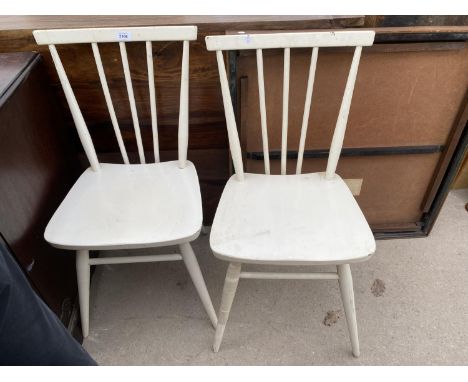 A PAIR OF PAINTED ERCOL KITCHEN CHAIRS AND CARD TABLE 