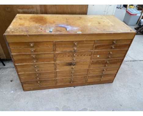A VINTAGE THIRTY DRAWER HABERDASHERY CHEST (H:79CM L:119CM D:50CM) 