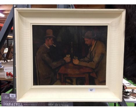 A FRAMED PAUL CEZANNE, OLIOGRAPH, 'THE CARD GAME' 