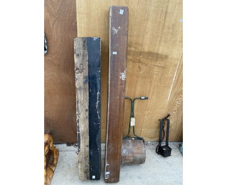 TWO LARGE VINTAGE WOODEN BEAMS 