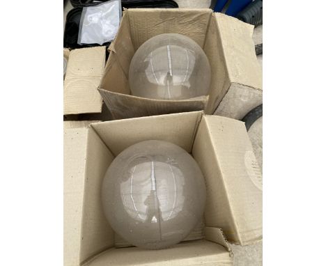 TWO LARGE VINTAGE AND RETRO GLASS LIGHT SHADES 