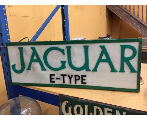 A JAGUAR E TYPE ILLUMINATED LIGHT BOX SIGN 84CM X 30CM X 10CM 