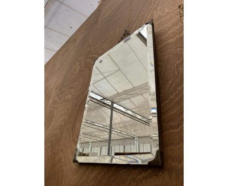A VINTAGE ART DECO UNFRAMED BEVELED EDGE MIRROR 
