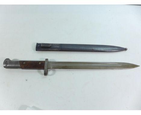 A WORLD WAR II CZECHOSLOVAKIAN NAZI OCCUPATION MANUFACTURED CSZ VZ 24 BAYONET, 29.5CM BLADE, THE GRIP AND SCABBARD MARKED TGF