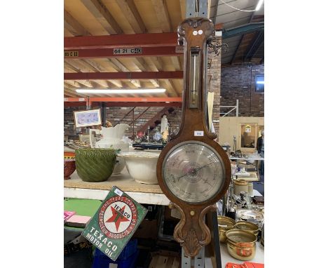 A MAHOGANY CASED BANJO BAROMETER WITH CARVING HEIGHT 101CM 