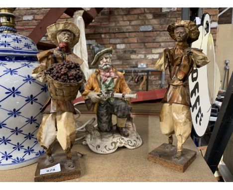 THREE FIGURES, ONE CERAMIC AND TWO MIXED MEDIA 
