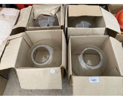 FOUR RETRO GLASS LIGHT SHADES 