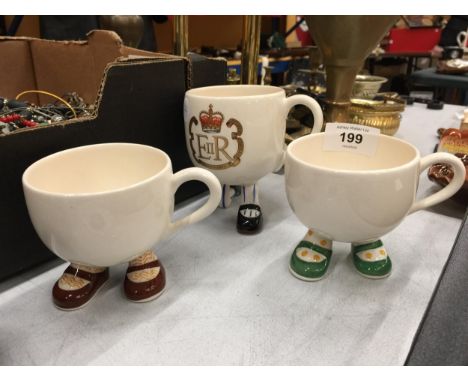 THREE CARLTONWARE WALKING MUGS 