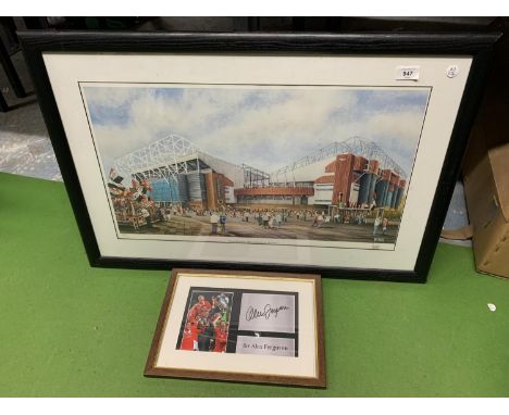 A LIMITED EDITION SIGNED PRINT 'PURE THEATRE' BY B.HILL OF OLD TRAFFORD ON MATCHDAY 169/750 WITH C.O.A. ALSO TO INCLUDE A FUR