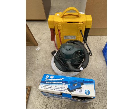 A SUPERTOOL BATTERY POWER STATION, A CAR POLISHER AND A SILVERLINE SANDER 