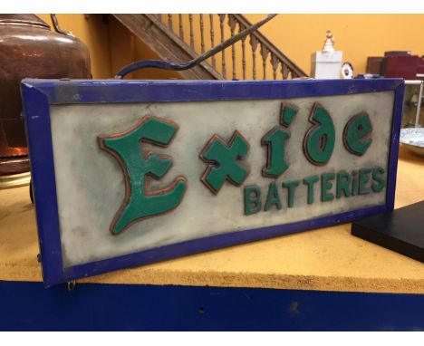 AN EXIDE BATTERIES ILLUMINATED LIGHT BOX SIGN 52CM X 20CM X 10CM 