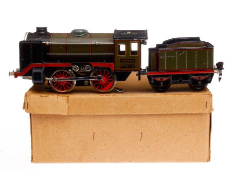 Märklin B-Dampflok R 66/12900, Spur 0, elektr., oliv/schwarz, mit Tender, kW und 1 el. bel. Stirnlampe, LS tw ausgeb., gealte