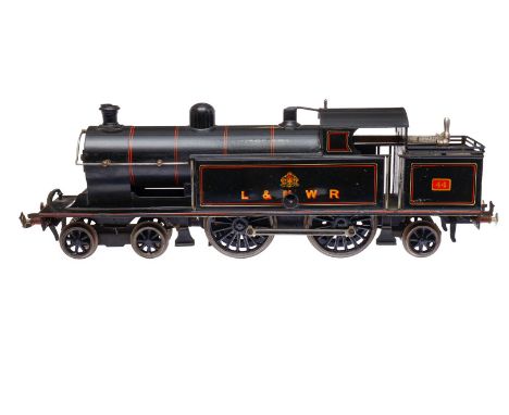 Bing engl. 2-B-1 Tenderlok 44 LNWR, Spur 1, Uhrwerk intakt, schwarz, mit Bremse, v+r, langsam und schnell, kleine Ausbesserun