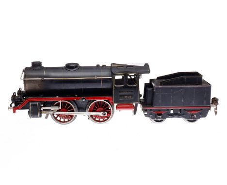 Märklin B-Dampflok R 910 B, Spur 0, Uhrwerk intakt, mit Tender und 2 el. bel. Stirnlampen, NV, Z 4