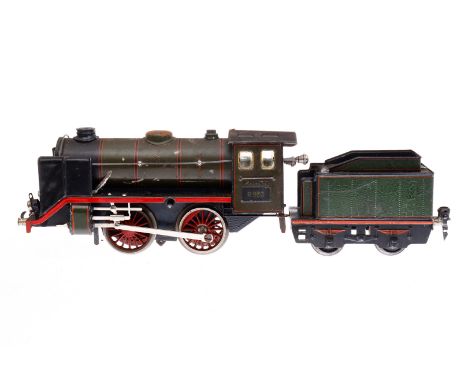 Märklin B-Dampflok R 920, Spur 0, Uhrwerk intakt, dunkelgrün/schwarz, mit falschem Tender, Z 4