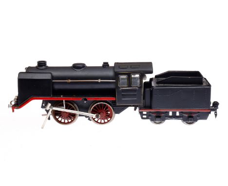 Märklin B-Dampflok R 920, Spur 0, Uhrwerk intakt, schwarz, mit Tender, Zylinder lose, Z 4