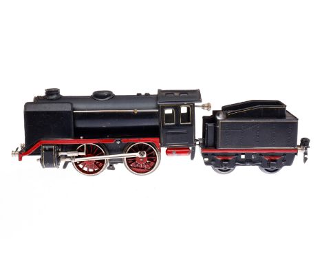Märklin B-Dampflok R 910, Spur 0, Uhrwerk intakt, mit Tender, schwarz, im Karton, Z 4