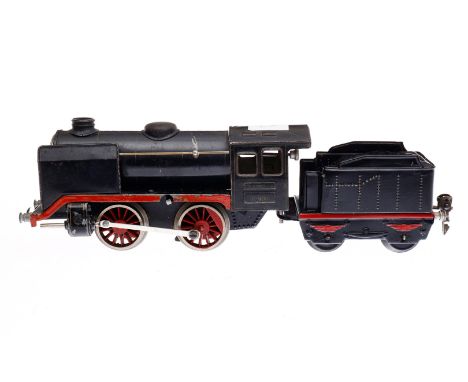 Märklin B-Dampflok R 900, Spur 0, Uhrwerk intakt, schwarz, mit Tender, Z 4