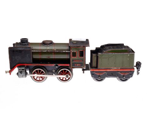 Märklin B-Dampflok R 880, Spur 0, Uhrwerk intakt, dunkelgrün/schwarz, mit Tender, Z 4