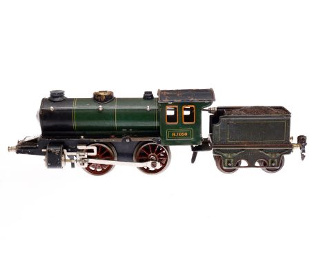Märklin B-Dampflok R 1050, Spur 0, Uhrwerk intakt, grün/schwarz, mit Tender, Z 4