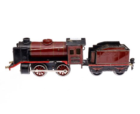 Märklin B-Dampflok R 890, Spur 0, Uhrwerk intakt, rot/schwarz, mit Tender, Z 4