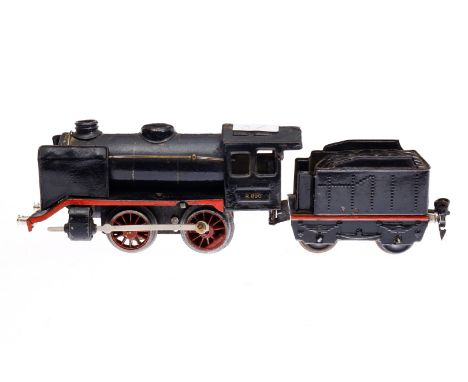 Märklin B-Dampflok R 890, Spur 0, Uhrwerk intakt, schwarz, mit Tender, ÜL, Z 4