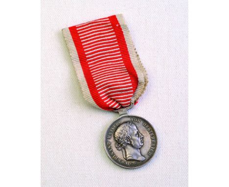 Medaglia d’argento al valore di II Classe, VI emissione Ferdinando I 1848 – 1849, II tipo, argento, incisore del conio „K. LA