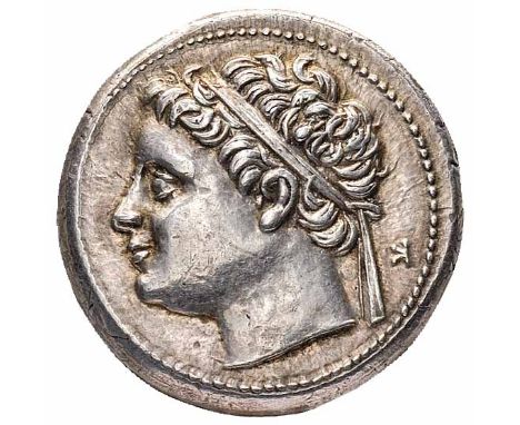 Siracusa - Geronimo (215-214 a.C.) - 10 Litre - Diritto: testa diademata del Re a sinistra; nel campo a destra una piccola k 