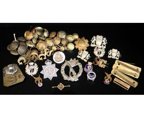 Military Interest, Mixed Lot To Include Buttons, Cap Badges Including Westminster Dragoons, HMS RooneyArmy Ordnance, The Woun