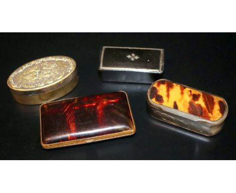 Small Mixed Lot Comprising A Tortoiseshell Design Cigarette Case And Hinged Box, Oval Pill/Trinket Box With Cherub Design To 