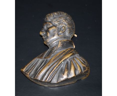 Antique Bronze Miniature Portrait Of A Noble Gentleman, 3x2.5 Inches 