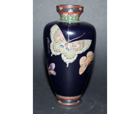 A baluster cloisonné-enamel vase, Probably By Ota Shunjiro (Tamura I, 1864-1931), Meiji (1868-1912) or Taisho (1912-1926) era