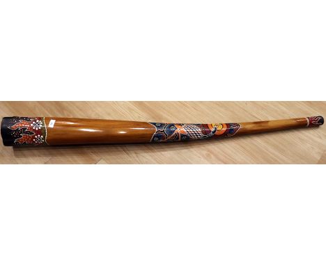 Large Aboriginal Didgeridoo, Decorated In Vibrant Colours With Dot Painting, Length 60 Inches, Diameter 6 Inches 
