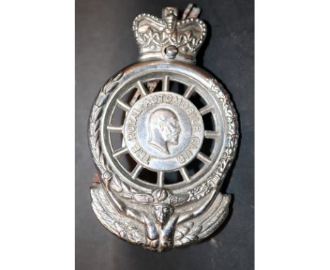 The Royal Automobile Club, Original Edwardian Car Bumper Chrome Badge, Numbered MCE05481, Maker H B Sale Ltd, Birmingham 