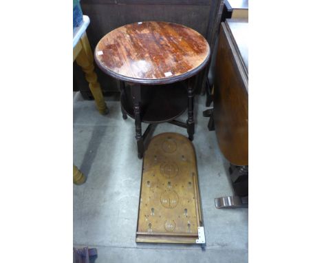 A beech pub table and a bagatelle board