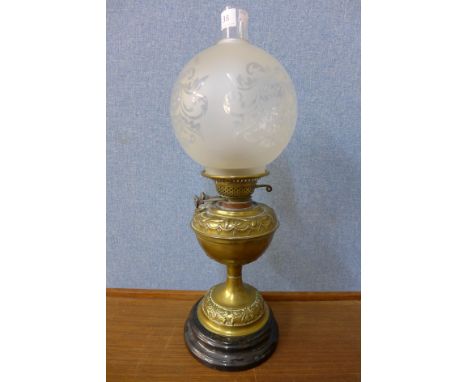 A brass oil lamp