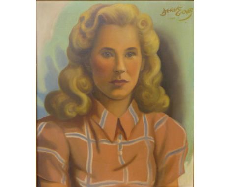 Derek Glover, portrait of a lady, oil on canvas and a print