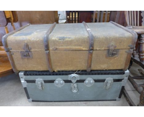 A travel trunk and a banded travel trunk